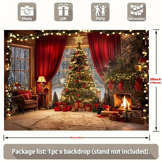 Christmas tree and fireplace scene background