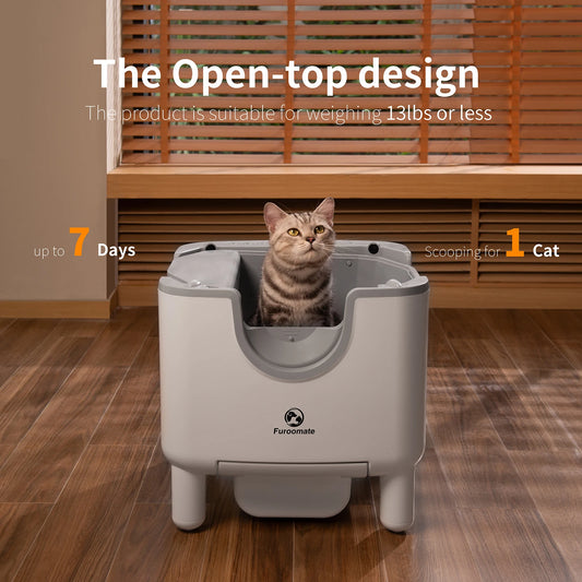 Self-Cleaning Litter Box - Cat Litter Box with Odor Control Open-Top Automatic