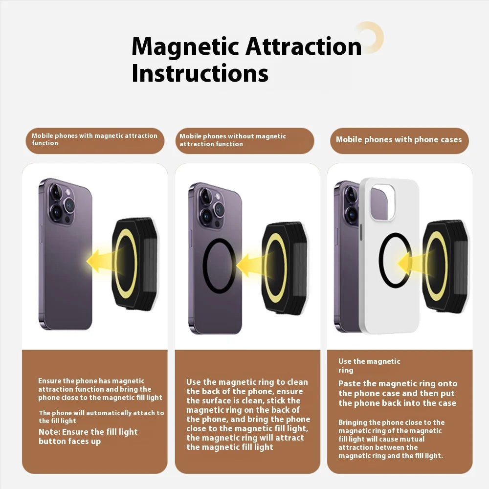 Smartphone Magnetic Fill Light Mini Selfie Light 3 Modes