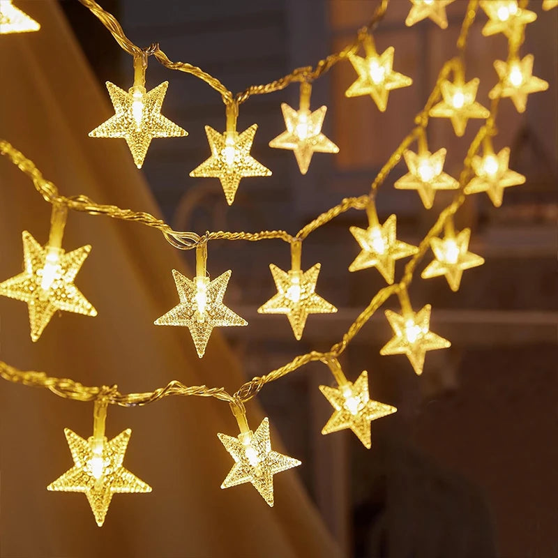 1.5-10meters 2025 Christmas String Lights Star Snowflake LED Light