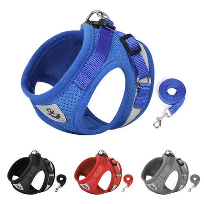 Reflective Escape-Proof Cat & Puppy Harness Set – Soft Mesh Vest