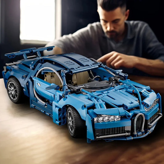 1690-Piece High-End Sports Car Assembly Set, Blue
