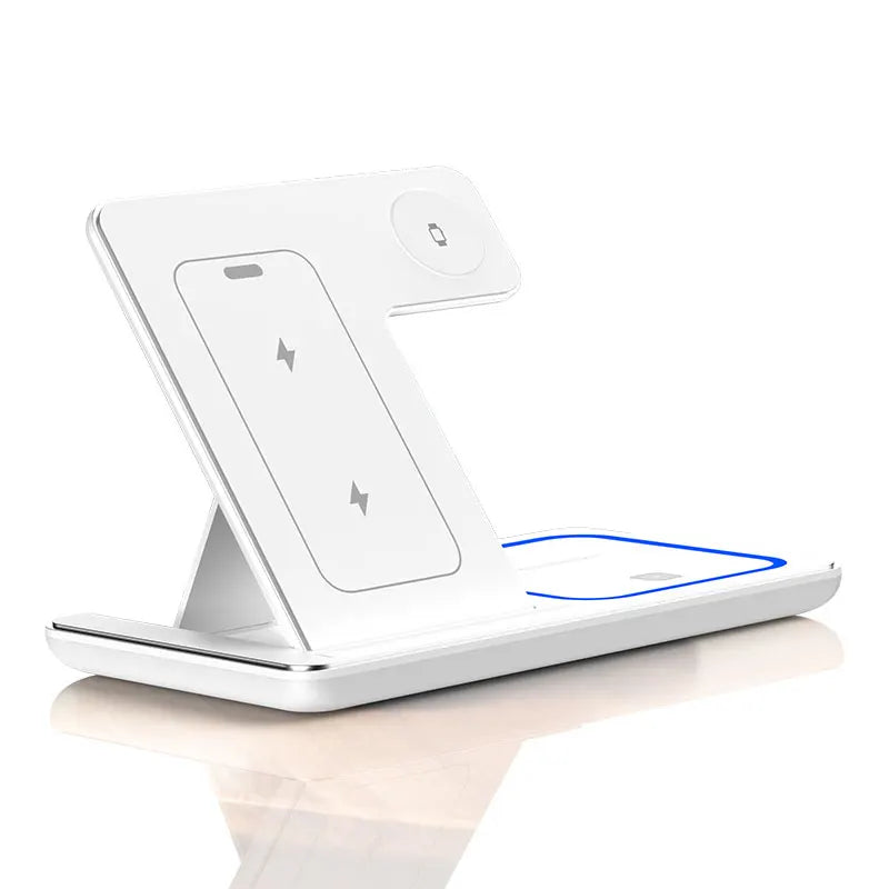 30W LED Fast Wireless Charger Stand 3 in 1 Foldable Charging