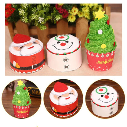 Cartoon Xmas Tree Santa Shape Towel Home Christmas Decoration