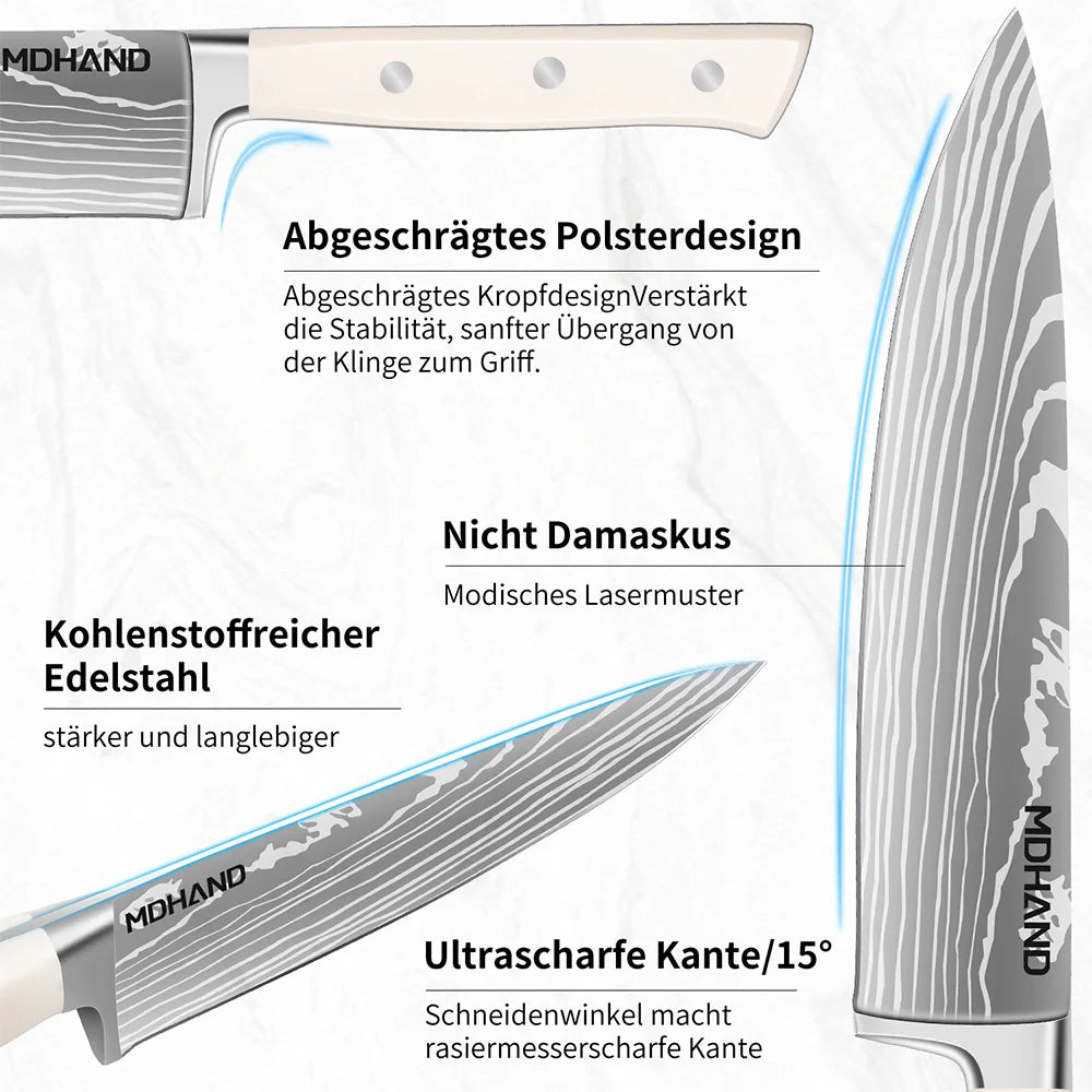 14Pcs Cutlery Kitchen Knife Block Set Sharp Stainless Steel