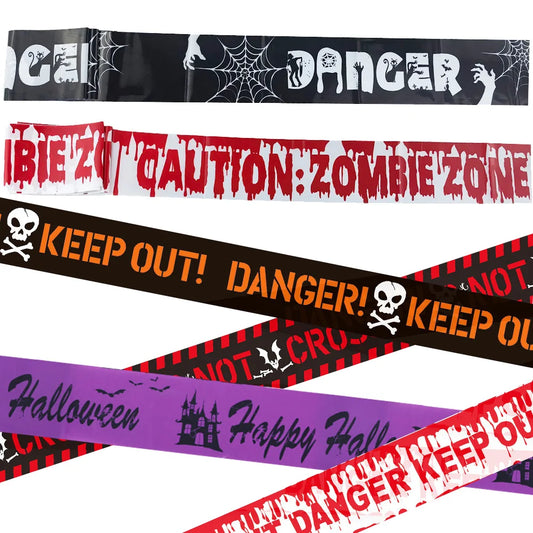 Halloween Caution Tape Decorations Scary Fright and Warning Tape for Zombie Party Horror Party Haunted House Decoration tape