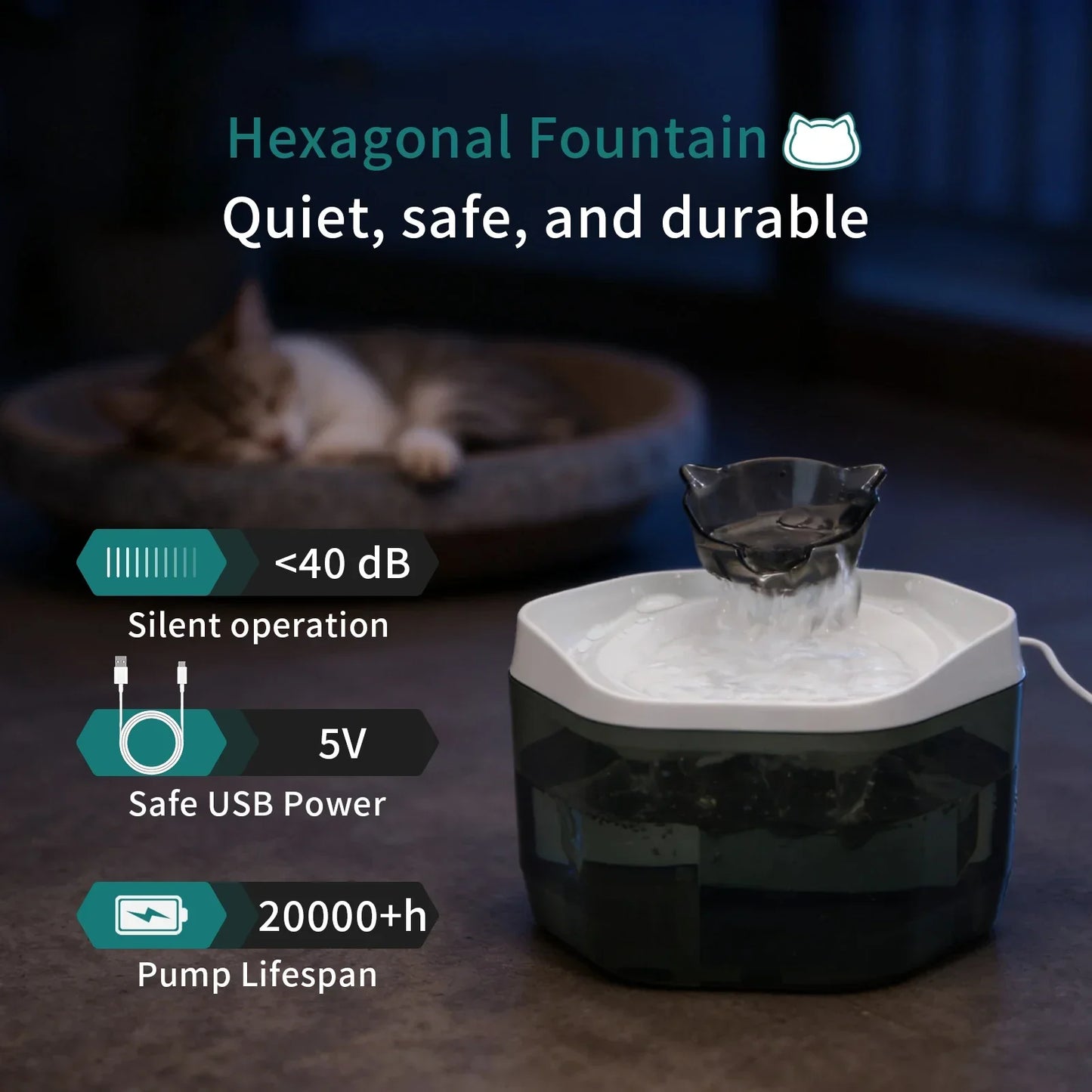 Stream-Flow 1.2L – Balanced Capacity USB Pet Fountain