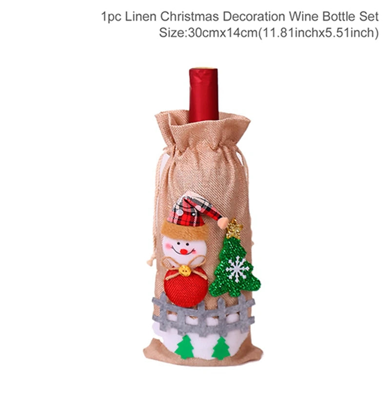 Christmas Wine Bottle Cover Merry Christmas Decorations For Home