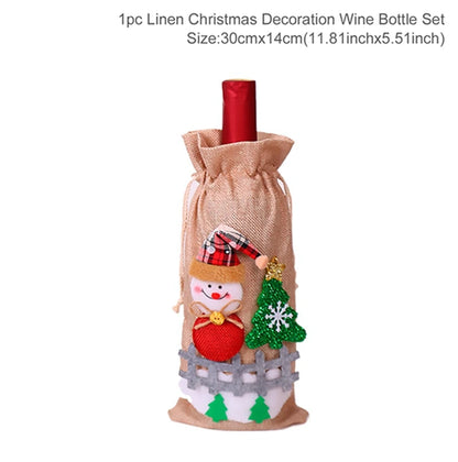Christmas Wine Bottle Cover Merry Christmas Decorations For Home