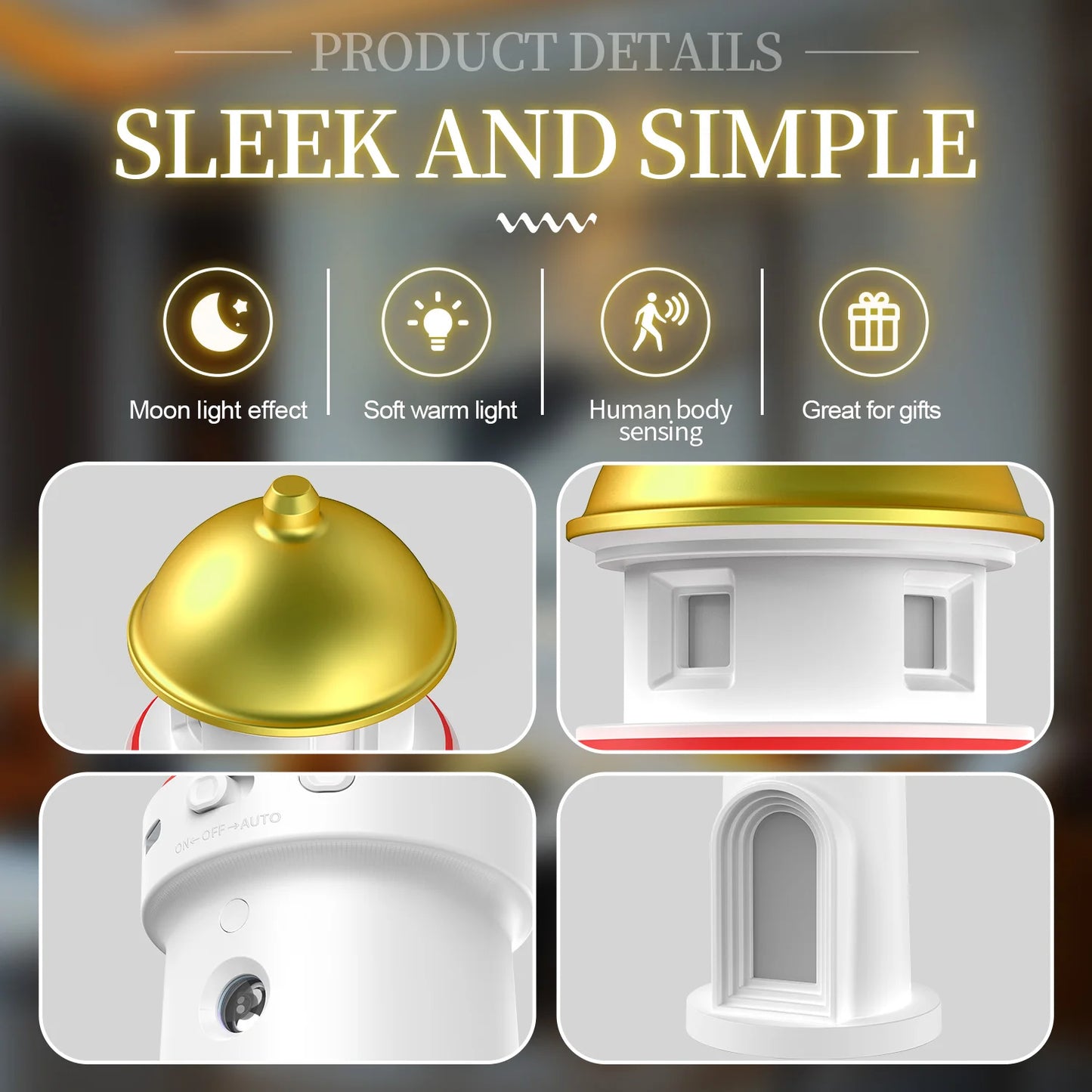 Romantic Moon Projection Night Lamp with Motion Sensor Lights LED