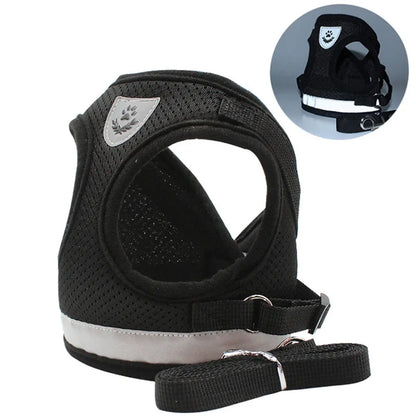 Reflective Escape-Proof Cat & Puppy Harness Set – Soft Mesh Vest