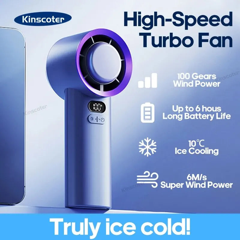 Portable Handheld Turbo Fan 100 Wind Speeds Adjustable Mini Personal Fan