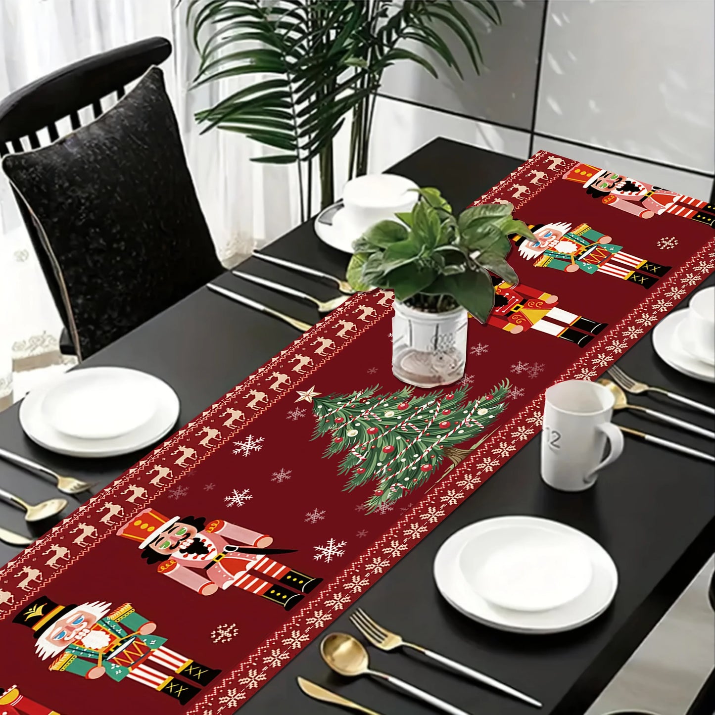 Christmas Nutcracker Red polyester Table Runner