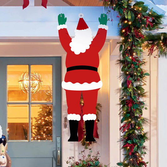 1pcs 2D Santa Claus Climbing Window Balcony Roof Chimney Hanging Decor