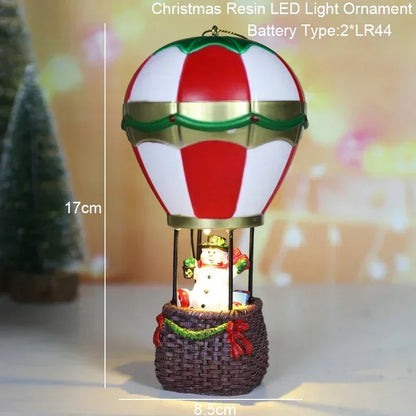 Christmas Glowing Ornaments, Santa Claus Snowman Hot Air Balloon with LED Light