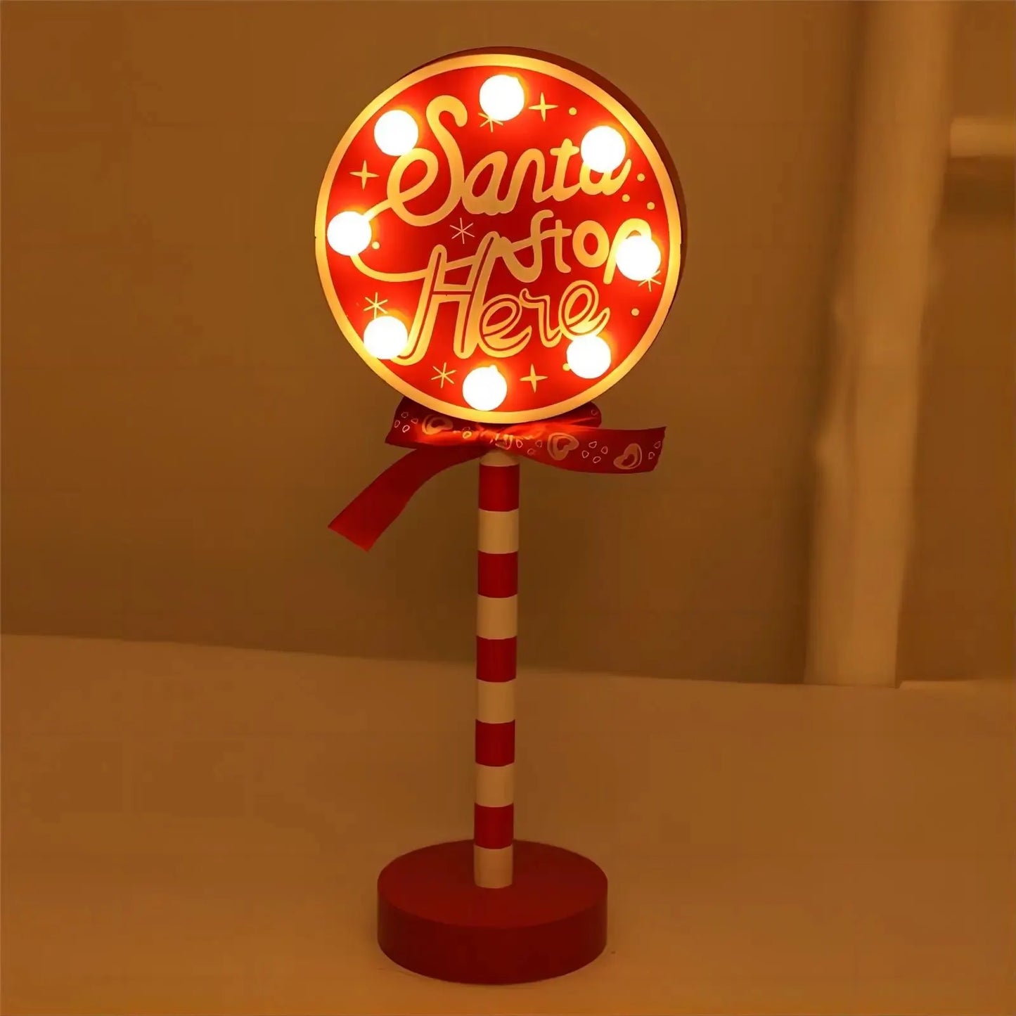 Christmas Stop Here Decor Santa Stop Here Tree Topper Desk Lamp LED Santa Stop Here Tree Topper Window Decorative Lights