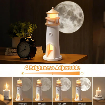 Moon Projection Night Light Lighthouse Decorative Light Charging Bluetooth Music Birthday Gift Suitable for Children and Lovers