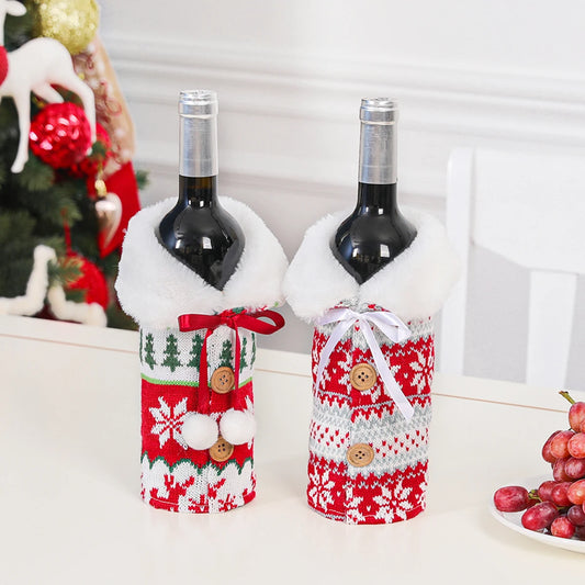 Christmas Wine Bottle Cover Merry Christmas Decorations For Home