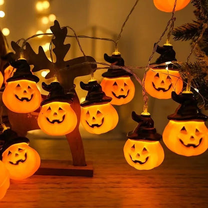 Halloween Decorations Lights Pumpkin String Lights Pumpkin Lantern Lights Halloween Home Party Yard Wall Door Decor Lights 710
