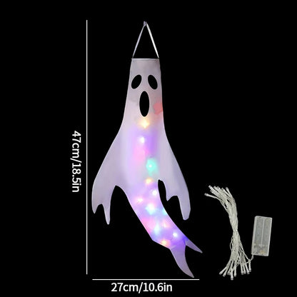 Ghost Lantern Halloween Decoration Hanging Flag Halloween Ghost Windsock Outdoor Pendants The Day of Dead Party Decor