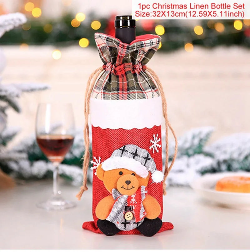 Christmas Wine Bottle Cover Merry Christmas Decorations For Home