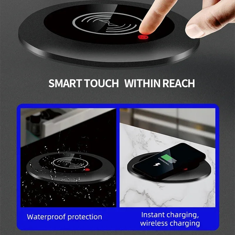 Motorized Pop up Tower Socket Wireless Charger Automatic Power Plug Desktop Worktop