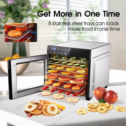 8-Tray Stainless Steel,600W with 4 Presets & Digital Timer