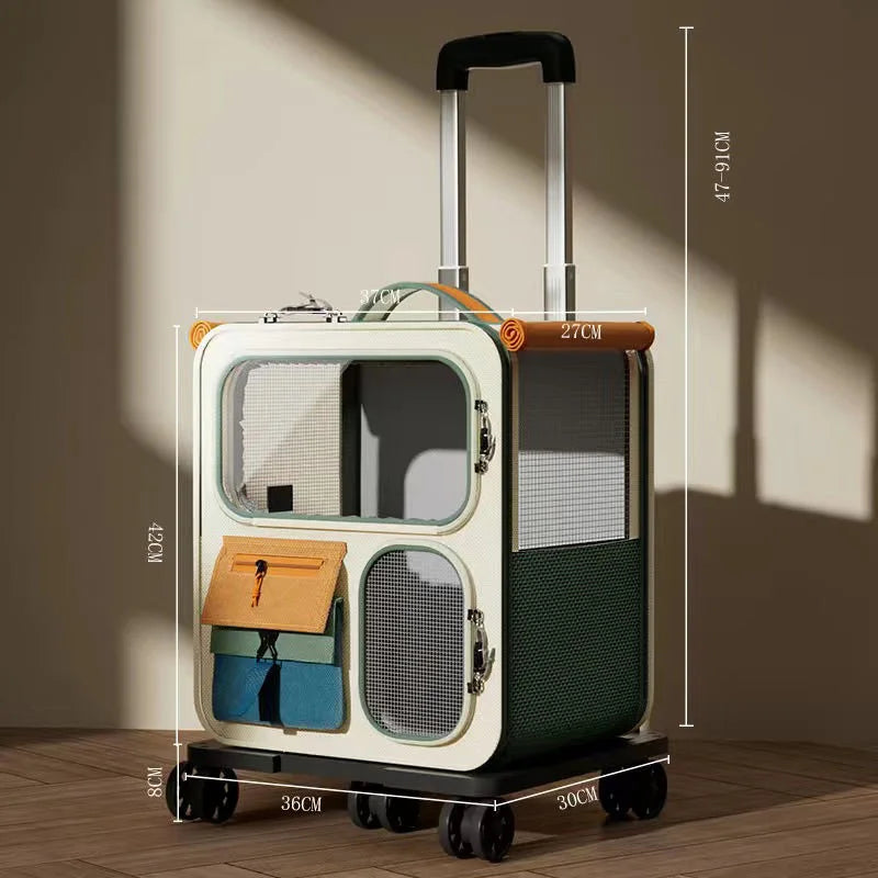 3 In 1 Cat Carrier Backpack With Wheels Multi Function Large Capacity Pet Carrier Foldable Design for Cats Dogs Outdoor Travel