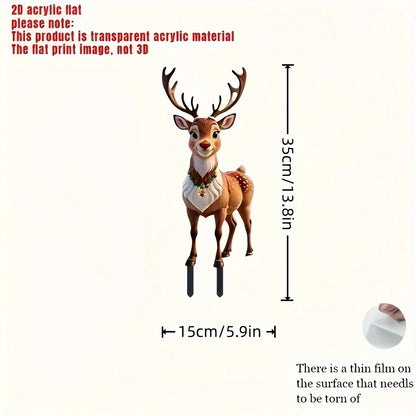 1/2Pcs 2D Flat Acrylic Garden Stake Milu Deer Outdoor Garden Decoration