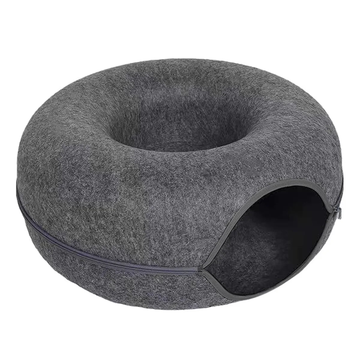 Interactive Round Cat Tunnel Bed – Donut Felt Nest, Scratcher & Sleeping Cushion for Kittens & Cats