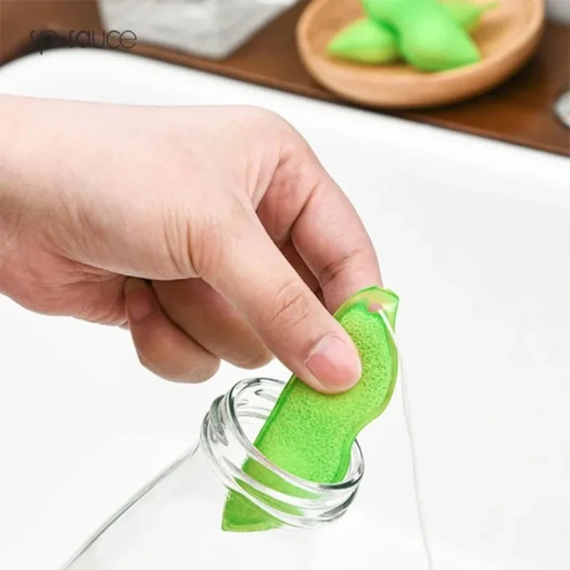 Flexible Bottle Cleaning Brush Soft Pea Sponge Cleaner