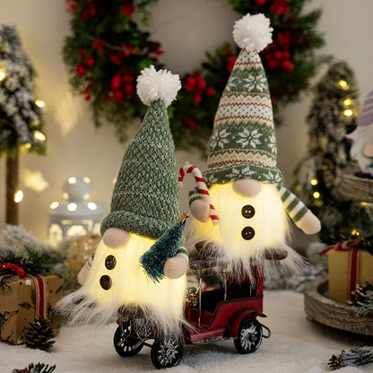 30cm Glowing Knitted Gnome Doll Couple with Led Night Light 2025 Christmas Decorations Home Xmas Tree Decor New Year 2026 Gift