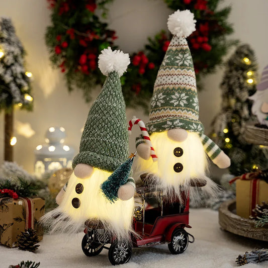 30cm Glowing Knitted Gnome Doll Couple with Led Night Light 2025 Christmas Decorations Home Xmas Tree Decor New Year 2026 Gift
